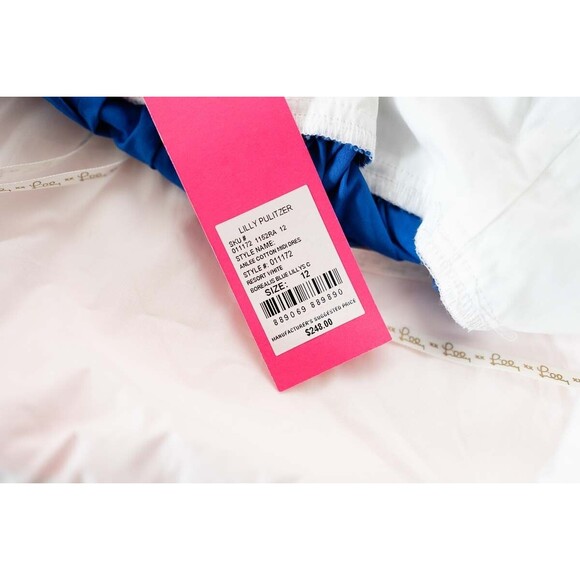 Lilly Pulitzer Anlee Cotton Midi Dress Resort White Borealis Blue Lillys C 12 - Picture 5 of 7